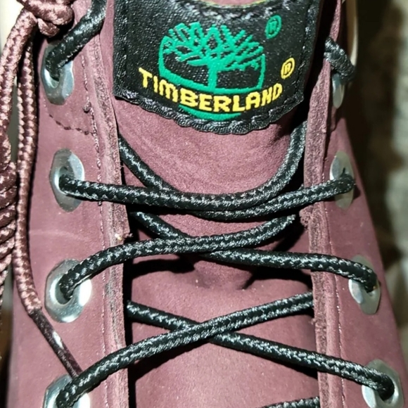 Mens Timberland 6" Premium Boots Burgundy with Beige Collar - Picture 7 of 11